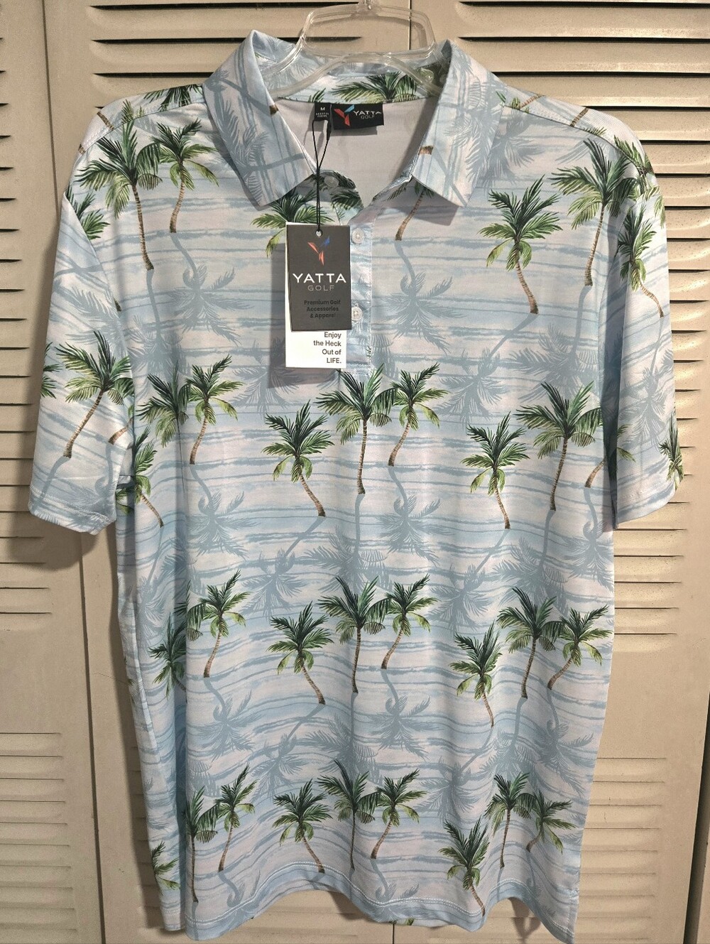 Light Blue Palm-Print Polo
